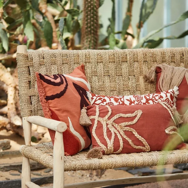 SEMA DESIGN Housse De Coussin Brodée Eterra Terracotta 50x30cm Coton+jute 6