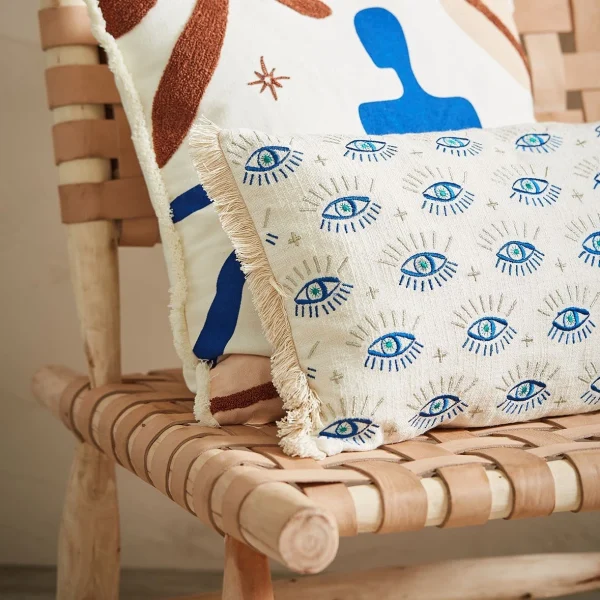 SEMA DESIGN Housse De Coussin Visionnary Creme Oeil Indigo 50x30cm En Coton 5