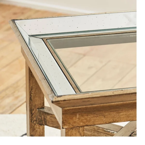 Côté Table Bout De Canapé En Bois Et Miroir – Agathe 5