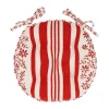 Comptoir De Famille Galette Chaise Ronde Tapissier Naturel Et Rouge D40cm En Coton 16