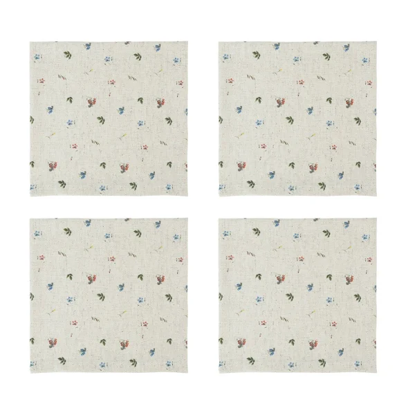 Comptoir De Famille Serviette X4 P’tite Fleur Naturel 40x40cm En Coton 1