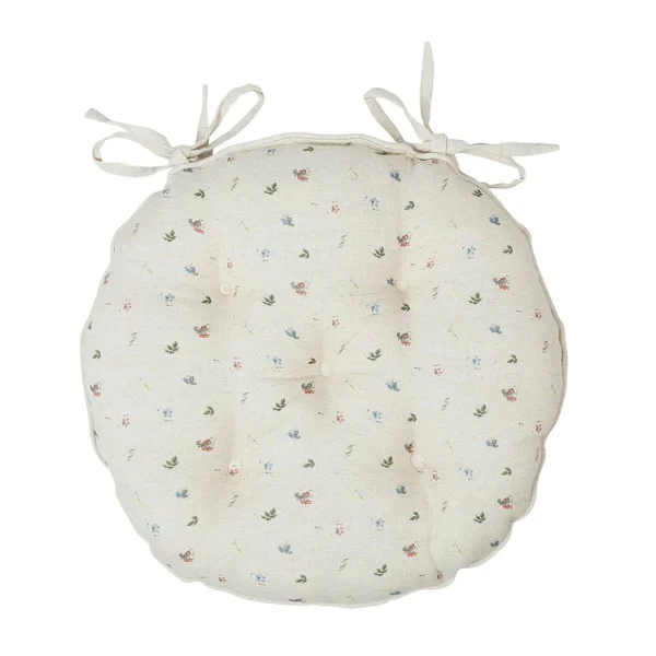 Comptoir De Famille Galette Chaise Ronde P’tite Fleur Naturel D40cm En Coton 1