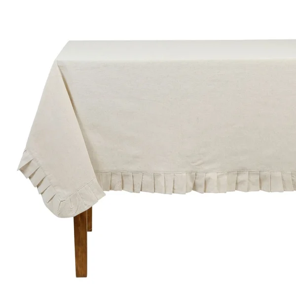 Comptoir De Famille Nappe Carrée Chambray Naturel 160x160cm Coton Et Flex 1