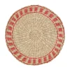 Comptoir De Famille Set Table Rond Damier Naturel Et Rouge D35cm En Jonc De Mer 10