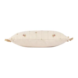 Comptoir De Famille Coussin Fleuri Beige Et Rose 50x30cm En Coton Et Jute – Louise 7