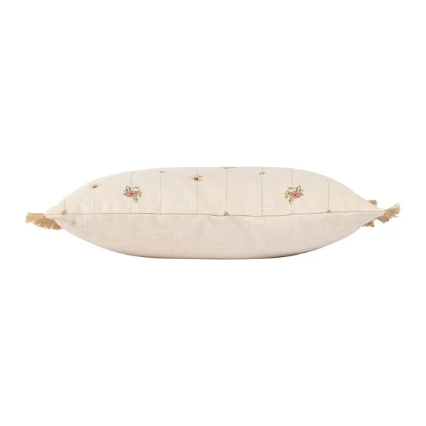 Comptoir De Famille Coussin Fleuri Beige Et Rose 50x30cm En Coton Et Jute – Louise 3