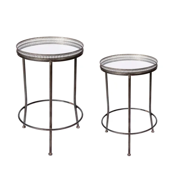 Côté Table Table Basse Gigogne (lot De 2) En Métal Bronze Et Miroir 1
