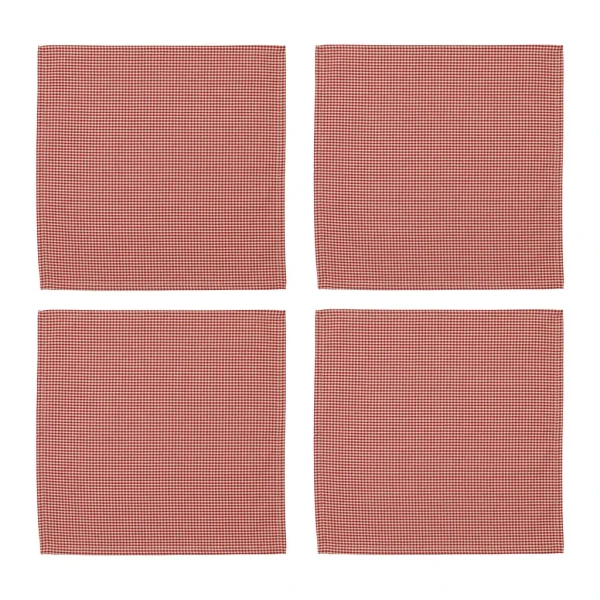 Comptoir De Famille Set De 4 Serviettes Campagne Rouge En Coton 1