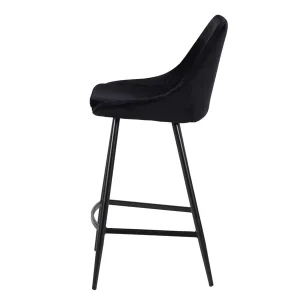 Zago Chaise De Bar En Velour Noir – Ben 11
