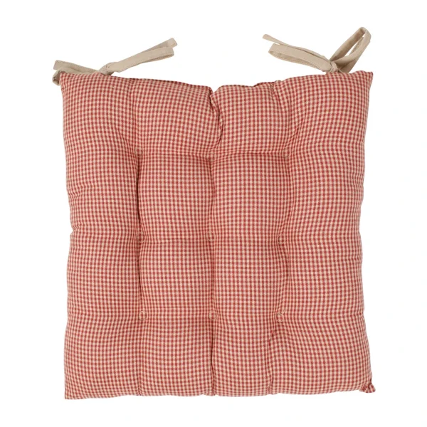 Comptoir De Famille Galette De Chaise Carrée Rouge En Coton 1