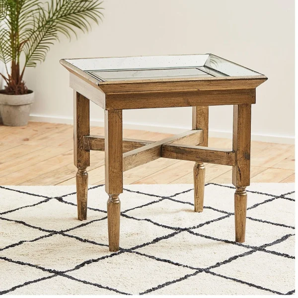 Côté Table Bout De Canapé En Bois Et Miroir – Agathe 3