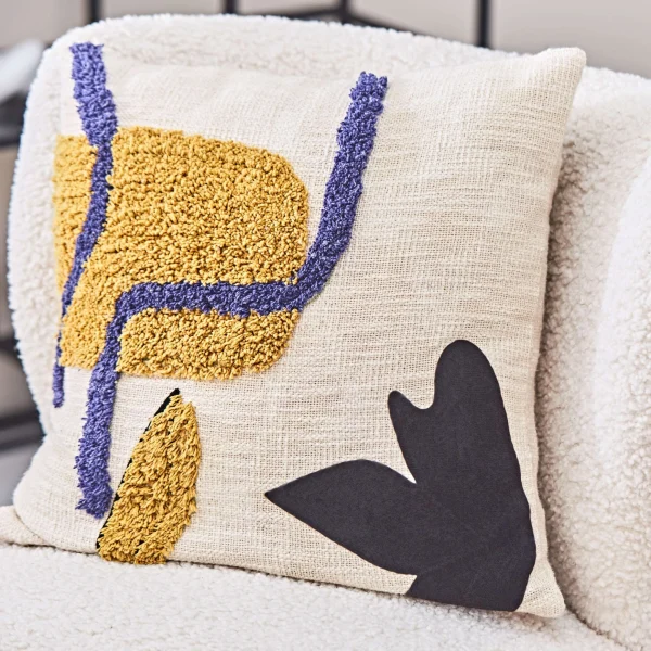 SEMA DESIGN Housse De Coussin Arty Folk Moutarde 45x45cm 7