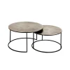 Côté Table Table Basse Gigogne Ronde (lot De 2) En Fer Argenté – Félia 8