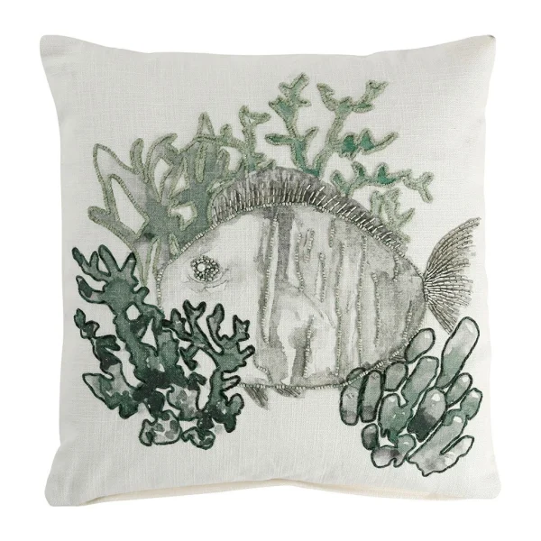 Côté Table Housse De Coussin Coral Vert-de-gris 45x45cm Coton 1