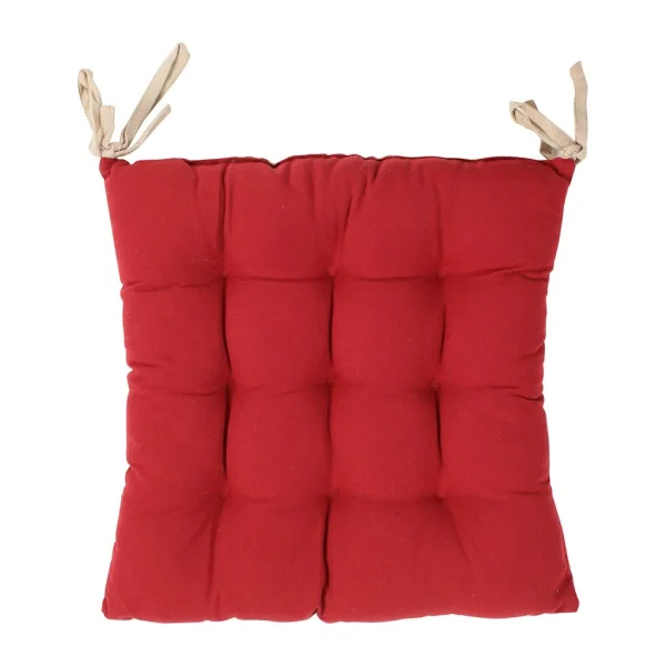 Comptoir De Famille Galette De Chaise Carrée Mami Rouge En Coton 1