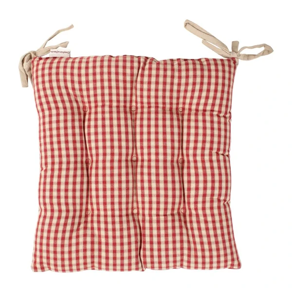 Comptoir De Famille Galette De Chaise Carrée Mami Rouge En Coton 3