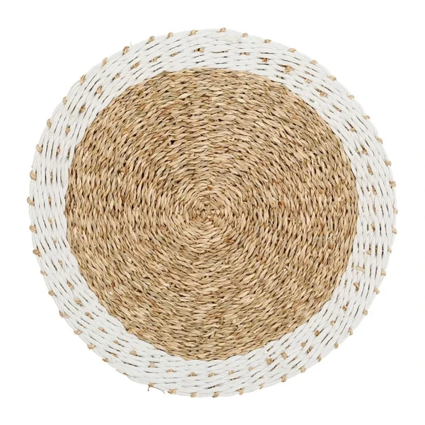 Jardin D’Ulysse Set Table Splendeur Naturel Et Blanc D35cm En Jonc De Mer 1