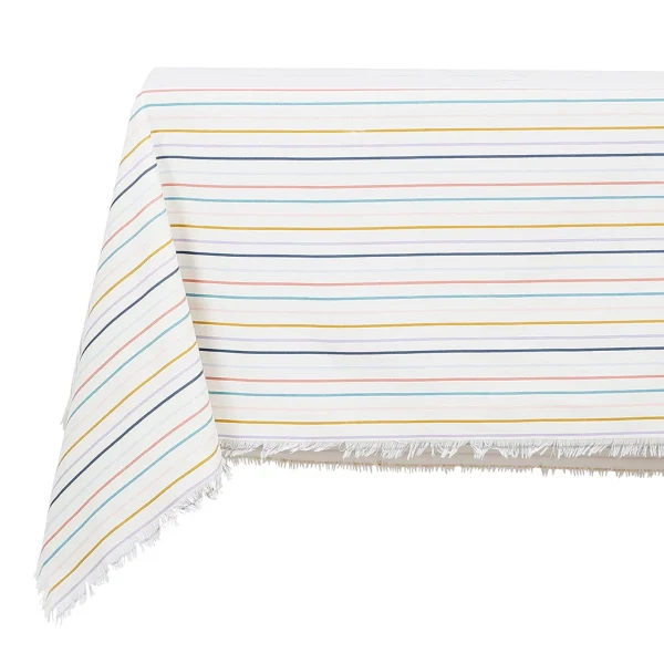 Jardin D’Ulysse Nappe Rayée Rectangulaire Multicolore 250x145cm En Coton – Famille 1
