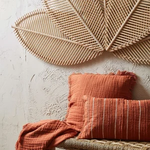 SEMA DESIGN Housse De Coussin Earth Notes Terracotta 45x45cm Gaze De Coton 13
