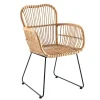 Casita Fauteuil Avec Accoudoirs En Rotin Naturel Et Fer Noir – Maya 16