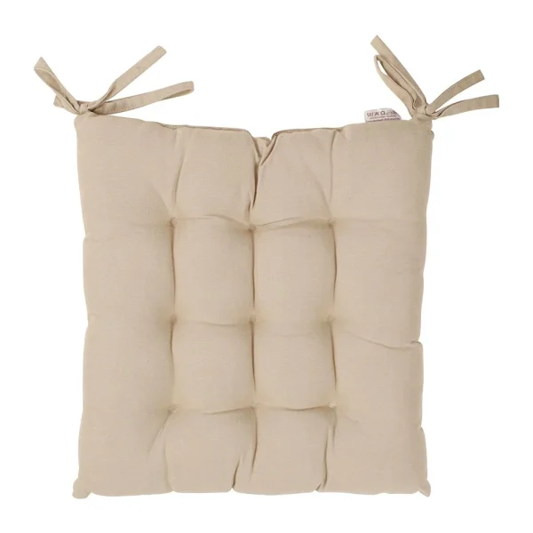 Comptoir De Famille Galette De Chaise Carrée Beige En Coton 1