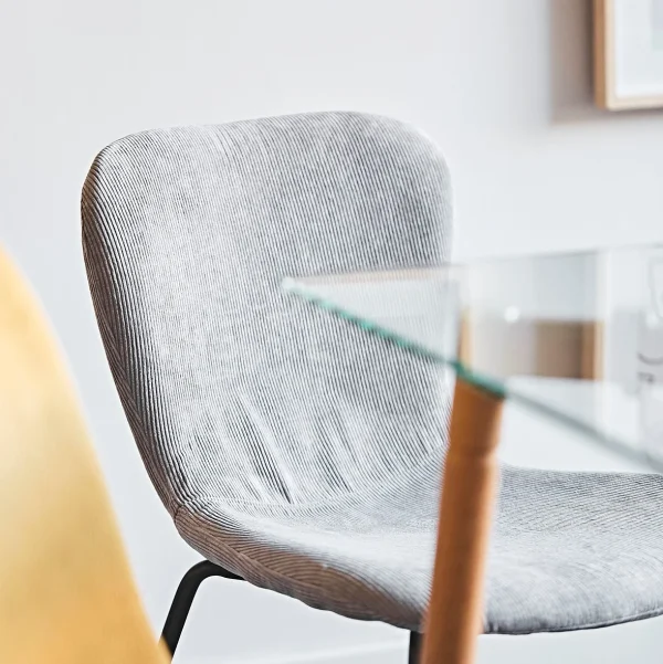 Home Déco Factory Chaise Salle à Manger En Velours Cotelé Gris – Giulia 7
