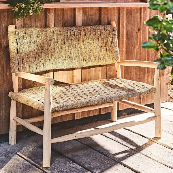 SEMA DESIGN Banquette 2 Places En Osier Et Bois Naturel 3