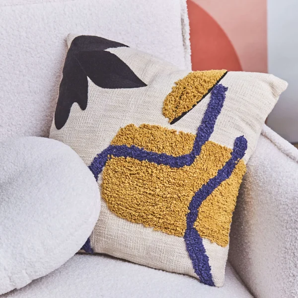 SEMA DESIGN Housse De Coussin Arty Folk Moutarde 45x45cm 5