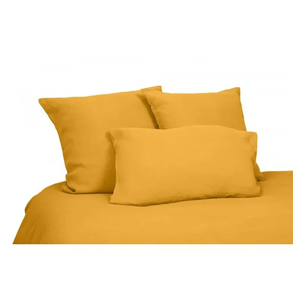 HARMONY HAOMY Drap Housse Viti Safran 140x200cm 100% Lin Lavé 1