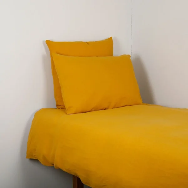 HARMONY HAOMY Housse De Couette Viti Safran 240x220cm 100% Lin Lavé 4