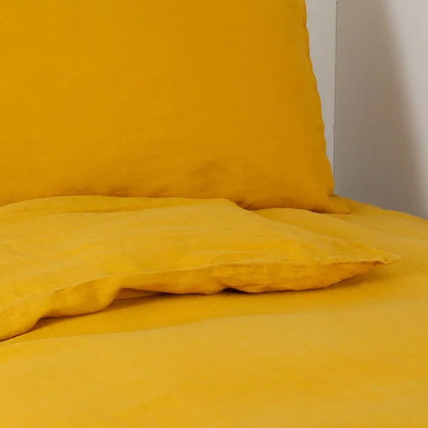 HARMONY HAOMY Housse De Couette Viti Safran 240x220cm 100% Lin Lavé 7