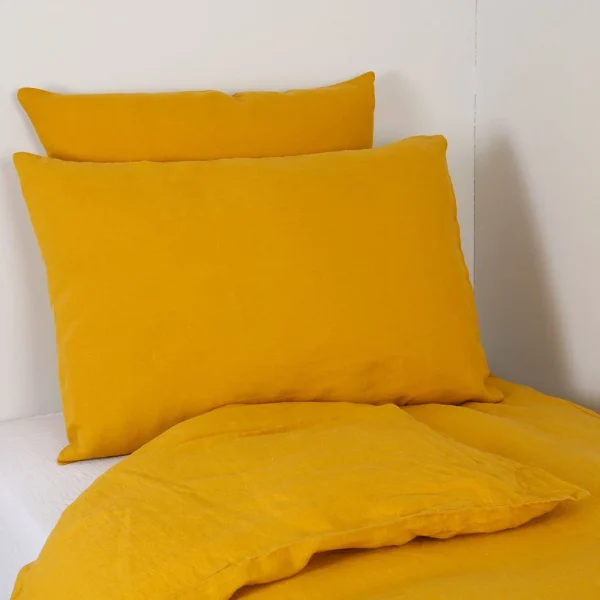 HARMONY HAOMY Housse De Couette Viti Safran 240x220cm 100% Lin Lavé 8