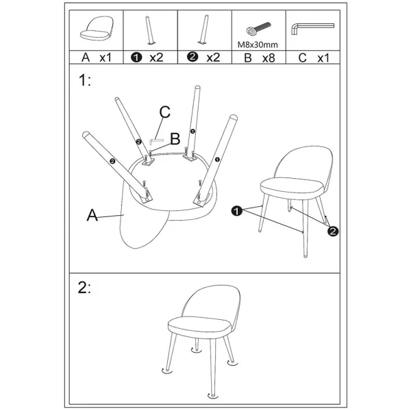 Opjet Chaise Salle à Manger En Velours Bleu Canard – Ingrid 7