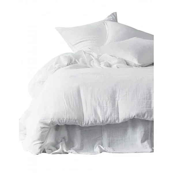 HARMONY HAOMY Housse De Couette Dili Blanc 240x220cm En Gaze De Coton 1