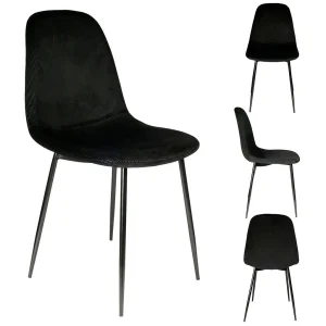 Home Déco Factory Chaise Salle à Manger En Velours Cotelé Noir – Giulia 10