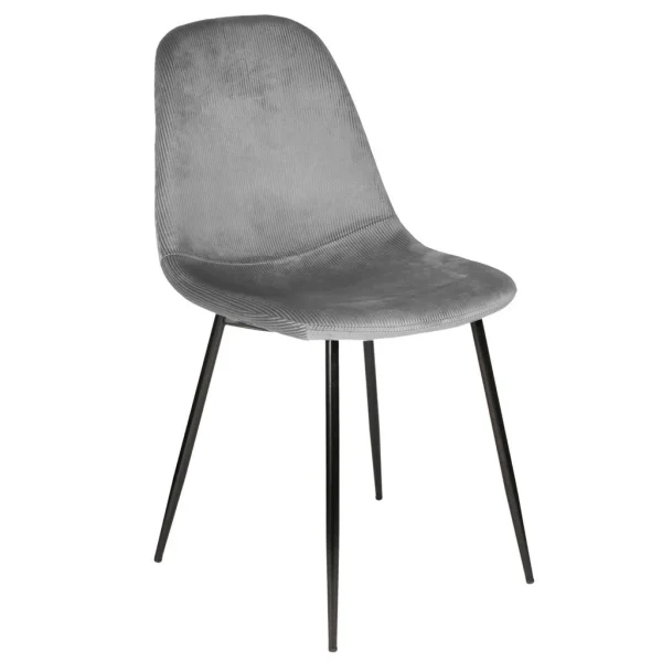 Home Déco Factory Chaise Salle à Manger En Velours Cotelé Gris – Giulia 1