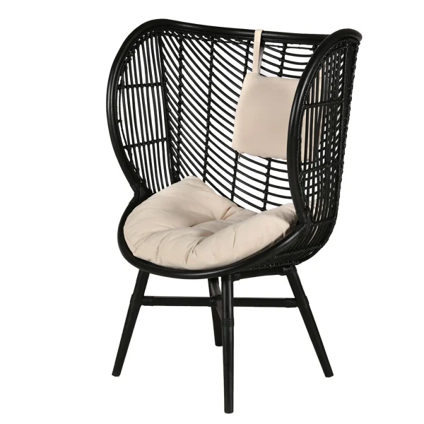 Zago Fauteuil Polo En Rotin Naturel Noir 3
