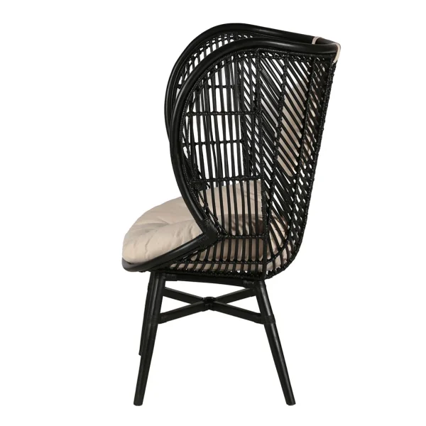 Zago Fauteuil Polo En Rotin Naturel Noir 4