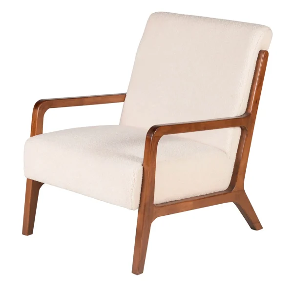 Zago Fauteuil En Bouclette écru Et Pin – Nala 1