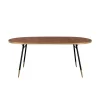 White Label Living Table à Manger Ovale En Noyer Plaqué Et Métal Doré 180x90cm – Denise 8