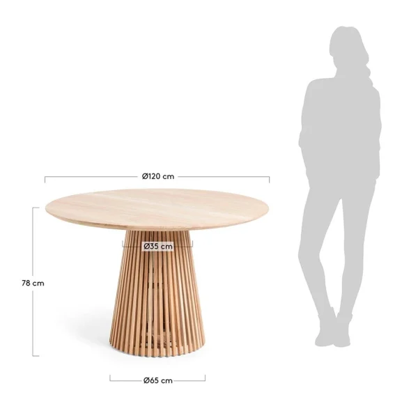 La Forma Table à Manger Ronde En Bois Teck Naturel D120cm – Irun 5