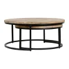 PG Trading Table Basse Gigogne Ronde (lot De 2) En Manguier Et Fer Noir – Noe 16