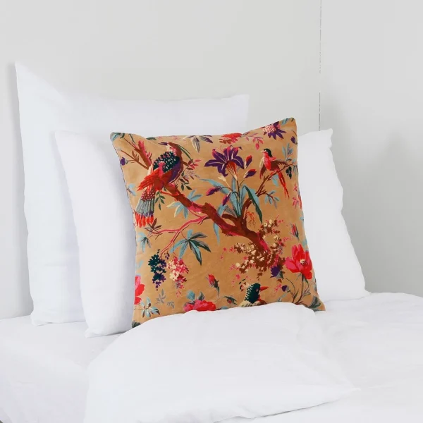 HARMONY HAOMY Coussin Birdy En Velours 45x45cm Tabac En Coton 7