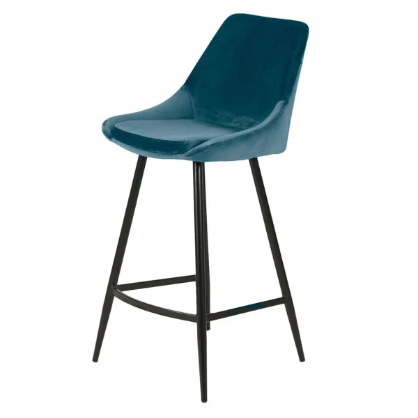 Zago Chaise Plan De Travail En Velour Bleu – Ben 3
