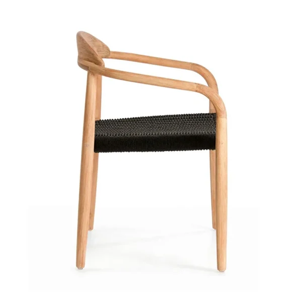 La Forma Chaise Salle à Manger En Bois D’acacia Et Corde Noir – Nina 3