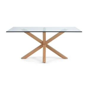 La Forma Table à Manger Plateau En Verre Et Pieds En Acier Effet Bois 160x90cm – Argo 9