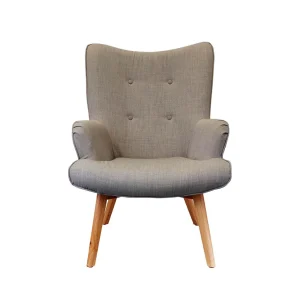Home Déco Factory Fauteuil De Salon En Bois Et Tissu Gris – Nora 10