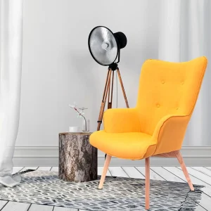 Home Déco Factory Fauteuil De Salon En Bois Et Tissu Jaune – Nora 18