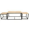 Home Déco Factory Table Basse Gigogne (lot De 3) En Plaqué Bois Et Fer Noir – Selya 10