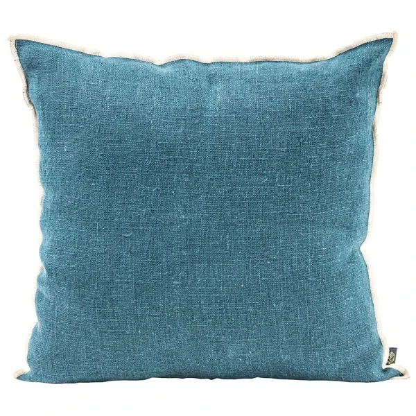 HARMONY HAOMY Coussin Chennai Bleu De Prusse 45x45cm En Lin Lave 1
